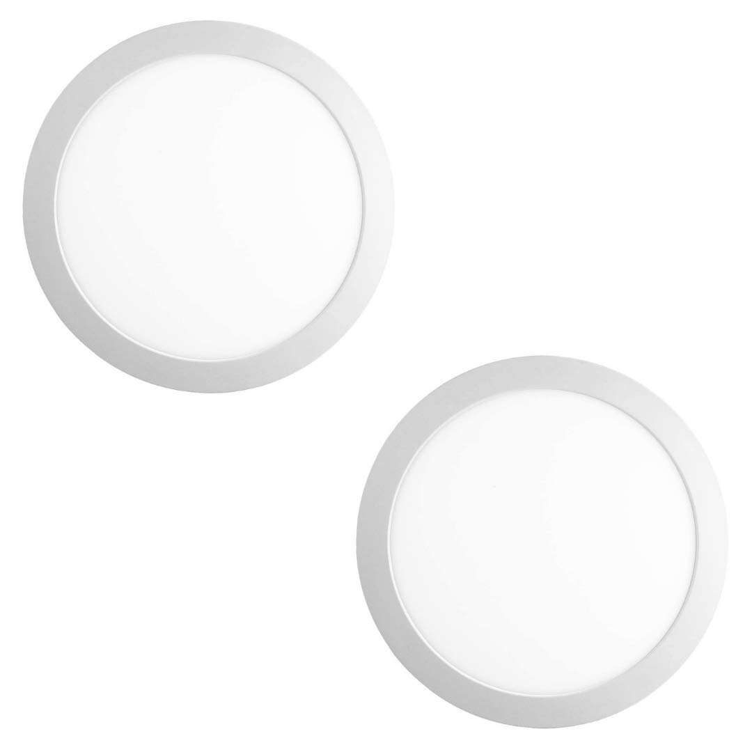 ESS EMM 18Watts Round Cool Day White LED Surface Ceiling Light - Pack of 2 , Metal