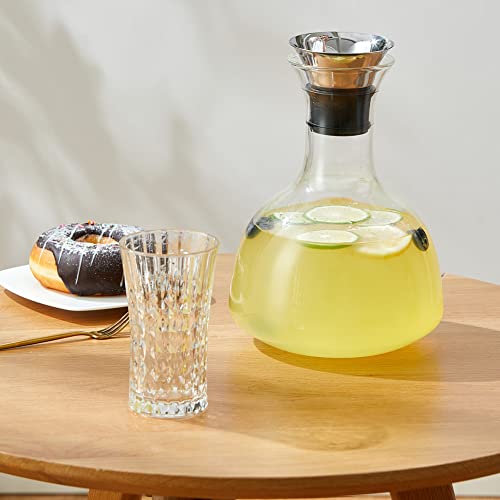 Purefold 68 Ounces Glass Drip-free Carafe with Stainless Steel Flip-top Lid, Hot and Cold Glass Water Pitcher, Tea/Coffee Maker & Cafe, Iced Tea, Beverage Pitcher for Decanting and Serving Wine