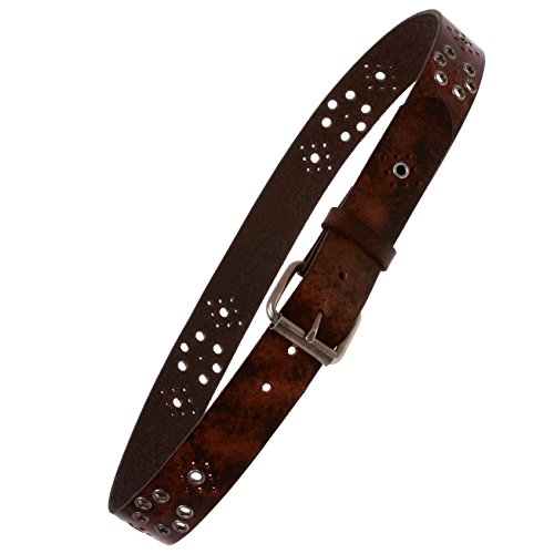 Snap On Oil Tanned Rustic Full Grain Leather Belt With Grommets Detailing3