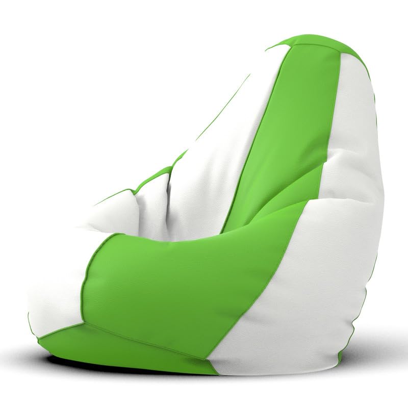 Image of Biggie Bean Bag 2XL Bean Bag Chair with Beans Filled-Perfect for Living Room,Bedroom,Study-Sale Design(Regular-Parrot-Green White)-Faux Leather