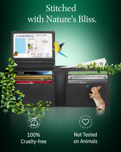 Vegan Leather Bifold Wallets For Men - Cruelty Free Non Leather Mens Wallet With ID Window RFID Gifts For Him3