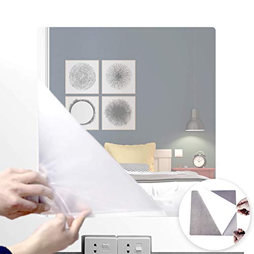 Icagy Acrylic Mirror Sheet Self Adhesive Wall Mounted Home Décor Non Glass Sticky Mirror Tile Thickness 0.08In (2Mm) Square 14X14 Inch #TOP7