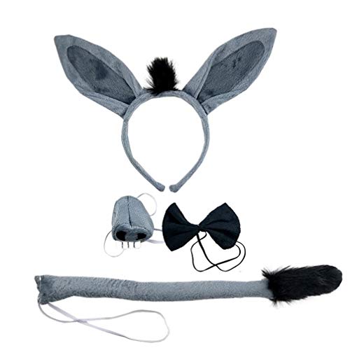 SOLUSTRE 4 Unids Disfraz de Burro Orejas de Burro de Halloween Diadema...