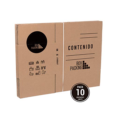 BOXPACKING | Umzugskartons 10 Stück | 50x30x30 cm | Bücherkartons| Umzugskartons mit Griffen | Moving Boxes