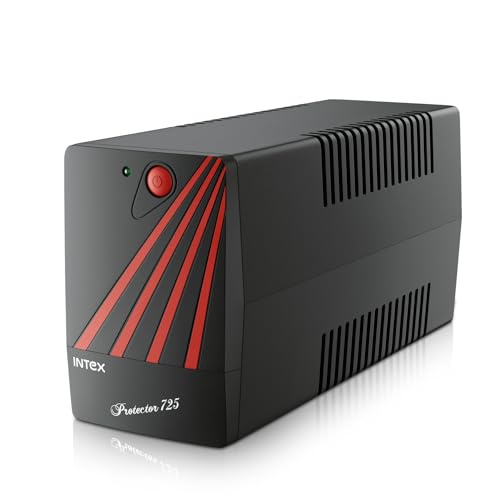 Image of Intex 725 UPS Protector 230V & 360W Output Power | Connect Upto 3 Devices | Power Backup UPS System & Auto Restart | Ideal for Home, Office, Desktop PC & Home-Electronics (Black)