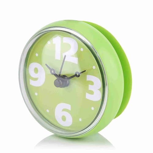 Jwthee 2PCS Suction Cup Wall Clock, Bathroom Clock,Shower Wall Clock, Waterproof Shower Clock with Suction Cup Wall Clock Battery Operated Waterproof Bathroom Shower Clock for Bathroom (Green)