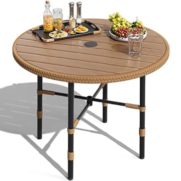 round outdoor dining table with umbrella hole
