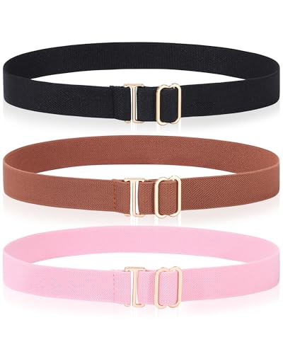 Ceintures élastiques réglables Kajeer lot de 3 avec boucle dorée fille