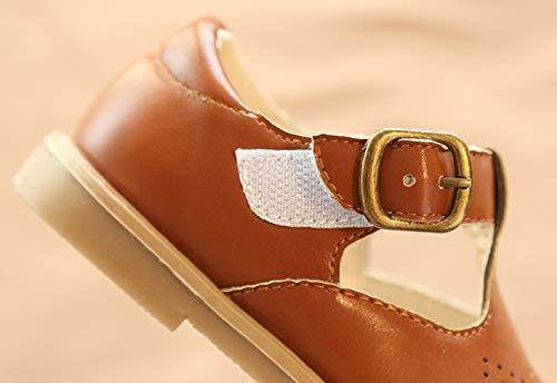 Girls’ Cute T-Strap Buckle Oxfords Shoes Princess Dress Mary Jane Flats Brown Size 9M4