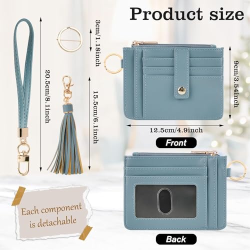 Image of KNGITRYI Small Wristlet Wallets for Women RFID Credit Card Holder Wallet Keychain Wristlet Wallet Credit Card Wallets for Women (Denim blue)