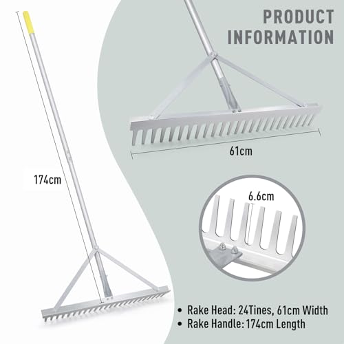 Colwelt Landscape Rake 24 Tines with 173 cm Handle - Image 7