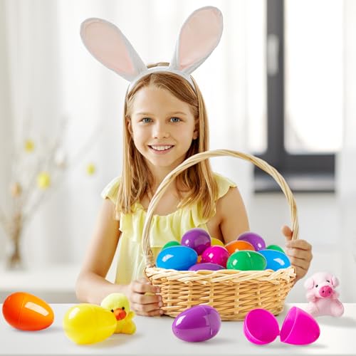 HIKISS 12 Pcs Easter Eggs with Mini Stuffed Animal Plush Toys Easter Basket Stuffers Filler for Kids Toddler Boys Girls Egg Hunt Party Favors Classroom Prize Supplies by HIKISS - Used condition - Image 6
