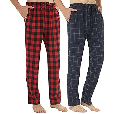 LANBAOSI Cotton Flannel Pyjama Bottoms 2 Pack Cover
