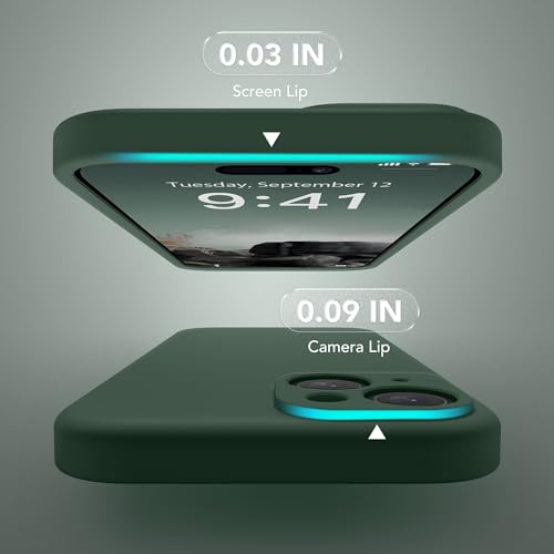 Image of Magnetic for iPhone 15 Case, Compatible with MagSafe, [Screen Protector + Full Camera Protection], Silicone Shockproof Anti-Scratch Protective Phone Case for iPhone 15 6.1 inch, Alpine Green