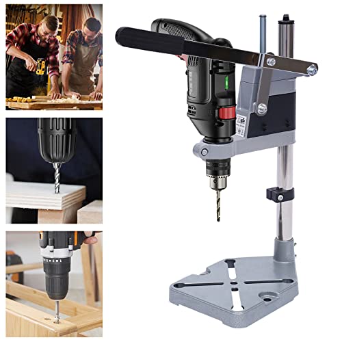 Portable Drill Press Stand for hand drill,Dual-hole Electric Adjustable Drill Press Stand,Electric Drill Press Stand Bench Clamp Drill Holder,Workbench Repair Tool for Drilling Collect Workshop