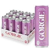 GORGIE Sugar Free Natural Energy Drinks, Sparkling Electric Berry (12 Pack) - Healthy Energy Drin...