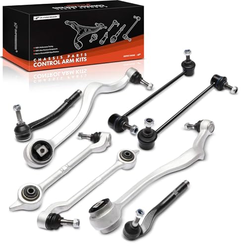 A-Premium Set of 8, Front Lower Forward Rearward Control Arm, Sway Bar Link, Outer Tie Rod End, Compatible with BMW E39 Series 530i 2001-2003, 528i 1997-2000, 525i 2001-2003