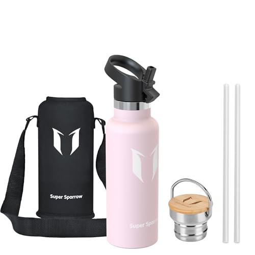 Super Sparrow Botella Agua Acero Inoxidable - Botella Agua Niños - 500ml - Botella Termica Boca Estándar - Sin BPA , para Niños & Adultos, Deporte, Oficina, Yoga, Ciclismo