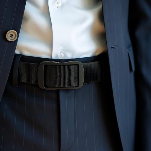 Reversible Nylon Elastic Ratchet Belt Men, Heavy Duty 2 in 1 Webbing 360 Degree Rotating Metal Buckle2