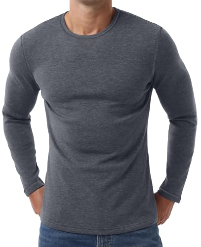 Image of Sailwind Mens Thermal Underwear Long Sleeve Shirts Wool Base Layer Crewneck Top Dark Gray