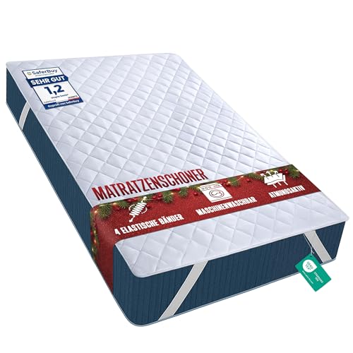 Utopia Bedding Gesteppte Matratzenauflage 160 x 200 cm, Weicher Mikrofaser-Matratzenbezug, Gesteppter Matratzenschoner Mit elastischen Bändern, 4 Eckgummis dehnbar bis zu 30 cm (Weiß)
