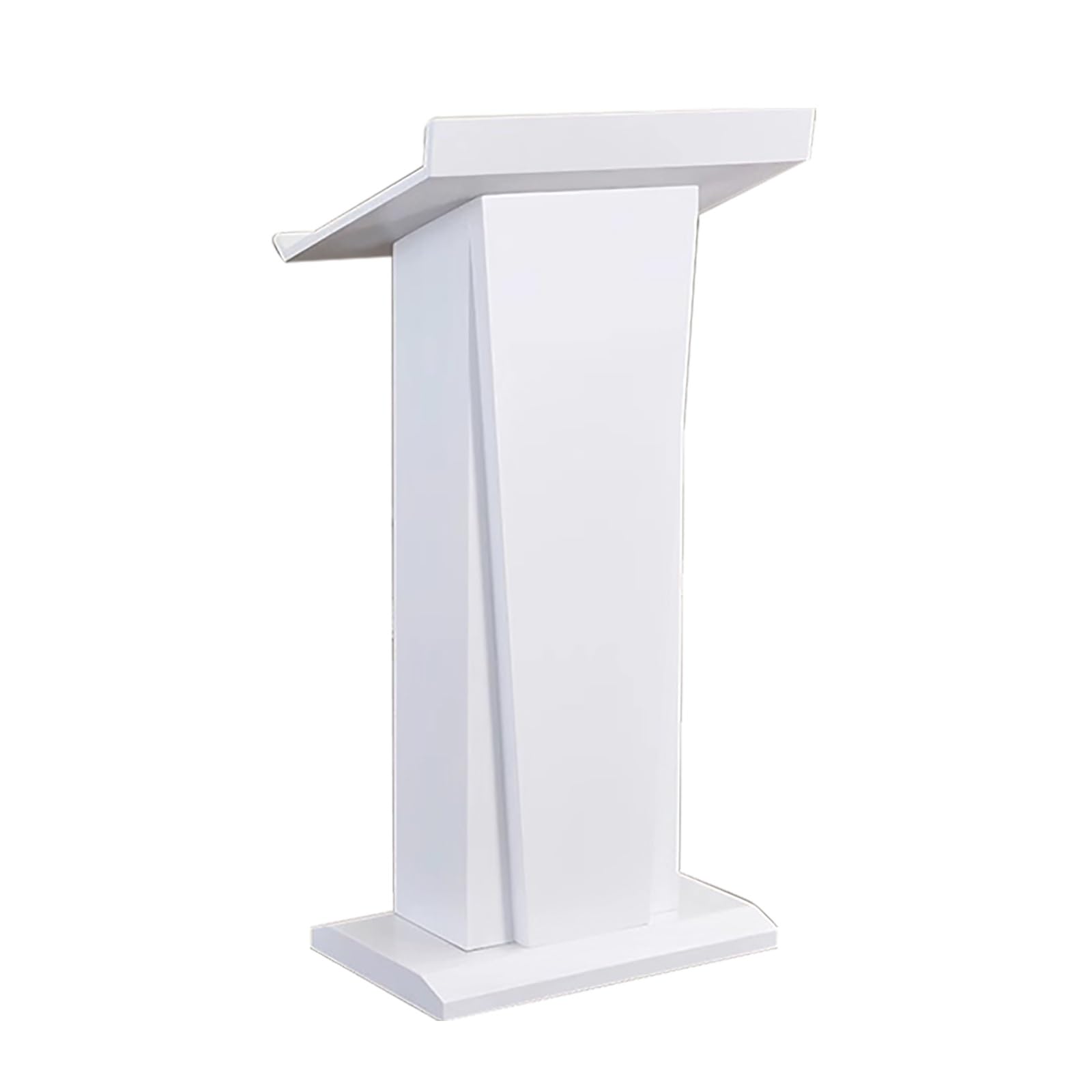 DUANHOZ Portable Wooden Podium with Wheels, Small Mobile Hostess Stand & Reception Desk, White Wood Lecture Pulpit for Churches & Events, Easy to Move