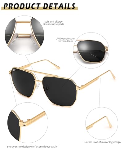 Pro Acme Vintage Oversized Square Aviator Sunglasses, Heavy Duty Metal Frames with Glass Lenses for Men & Women4