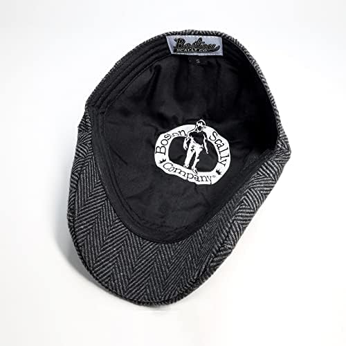 The Original Boston Scally Cap - The Peaky Newsboy Flat Cap - 8 Panel Hat for Men - Grey Herringbone - Image 6