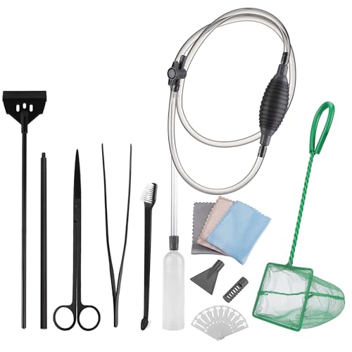 Filhome 7 Pieces Fish Tank Vacuum Gravel Cleaner Kit with Aquarium Cleaning Kit, Gravel Vacuum for Aquarium Water Change and Remove Dirt Sand