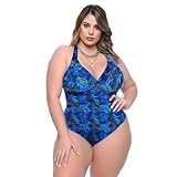 Maiô Bore Plus Size Roupa De Banho Sustentação Com Bojo (BR, Numérico, 50, Plus Size, 50, Amarelo)