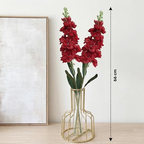 Image of Decor & More 2 PCS Realistic Silk Delphinium Long Stem Artificial Flowers Bunch Without Pot | Artificial Flower for Decoration | Long Artificial Flowers for Big Vase | Home & Restaurant (Without Pot)