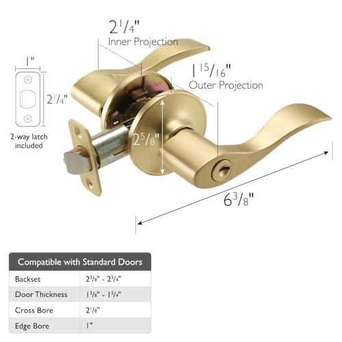 Image of Design House Springdale Keyed Entry Door Lever, Satin Brass