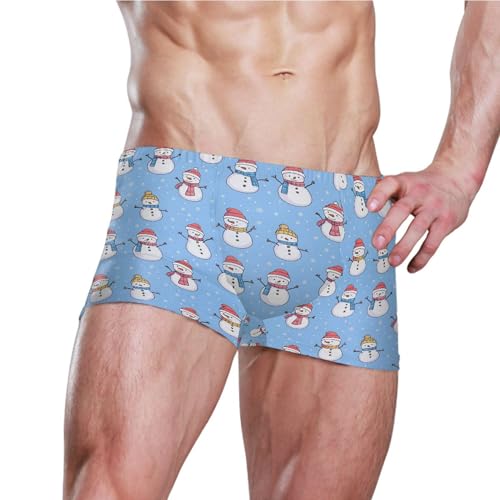 Christmas Xmas Snowman Cute Mens Swim Trunk Swimwear Bathing Suit Swim Brief Square Leg Board Short S B04035263