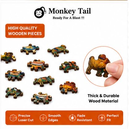 Image of MONKEYTAIL Wooden Jigsaw Puzzle for Adults & Kids, Small Duck Theme | Laser-cut pieces; 3D puzzle box; brain-teaser family game and decorative display
