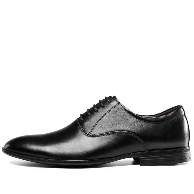 Oxford Dress Shoes for Men Lace Up Solid Color Round Toe Leather Shoes Non Slip Rubber Sole Low Top Block Heel Anti-Slip Wedding3