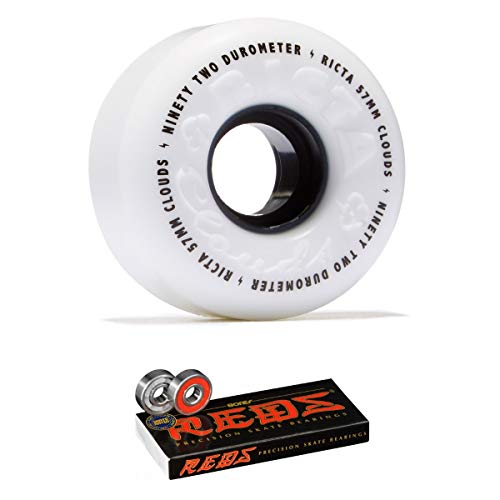 Ricta Clouds 92a Skateboard Wheels - Black - 54mm with Bones Reds Skateboard