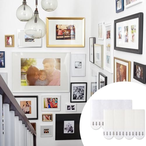 Image of HINZIC 12Pairs /24 Strips Picture Hanging Strips Heavy Duty, Adhesive Strips for Poster, Removable Picture Hangers No Damage Without Nails for Home Office Dorm Wall Picture Frame Decorations