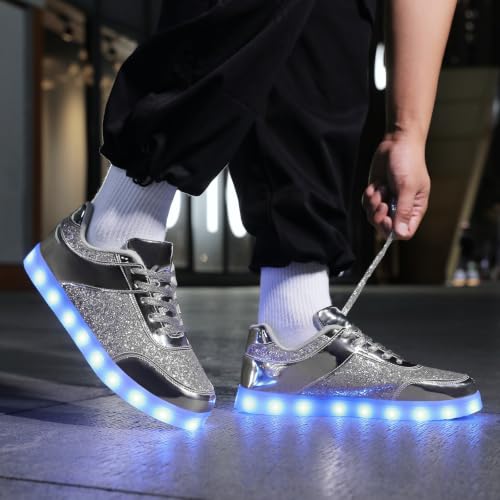 Image of SANYES LED Light Up Shoes for Women Men, Low-Top USB Rechargeable Glowing Sneakers, Luminous Dancing Shoes for Party Sports