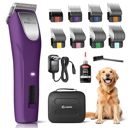 FuzzyFix Cortapelos Profesional, Máquina de Cortar Pelo para Perros Ergonómica de 2 Velocidades, para Pelo Largo y Enmarañado, Morado