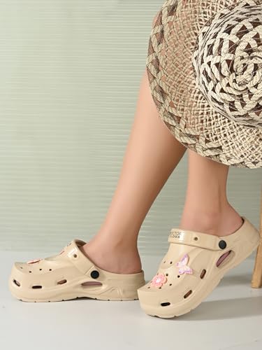 Image of Women Clogs Sandals with Back Strap | Lightweight EVA Cartoon Charm Slip-On Shoes for Womens & Girls | Anti-Slip Comfortable Everyday Wear