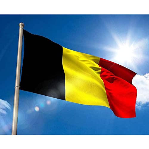 Drapeau Belgique 150 x 90 cm avec 2 œillets Métalliques Grand Drapeau National Belge Fanion Tissue Vives Flag Belgium Parfait Pour Les Festivals, Manif,...