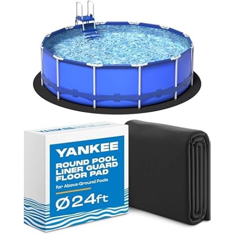 Yankee Pool Liner Pad, 24 Ft Round Puncture Proof Pool Mat, Above Ground Pool Liner Protector Against Tearing, Grass, Under Pool Pad to Prolong Swimming Pool Liner Life, Pool Liners 24 Ft Round Cover