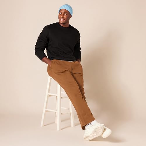 Amazon Essentials Herren Fleece-Jogginghose mit offenem Saum (erhältlich in Übergrößen), Toffee Braun, L