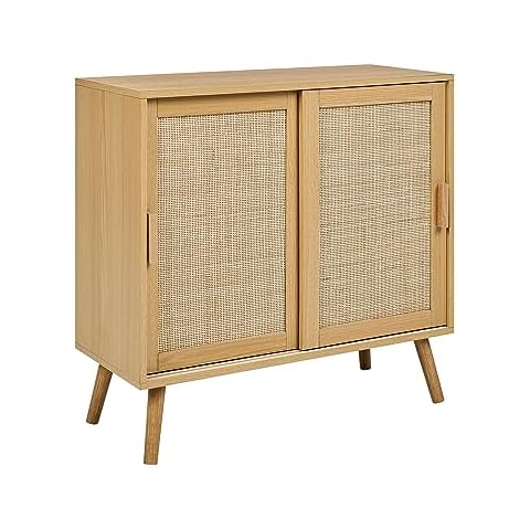 Sideboard Particle Board Rattan Wicker 2 Door Cover