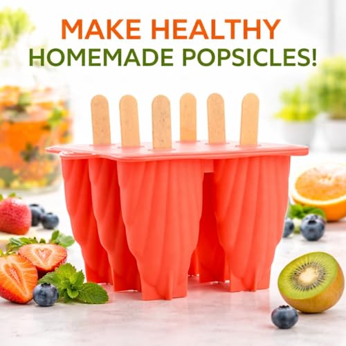 Image of BPA Free Ice Lolly and Kulfi Maker Set of 8 Reusable Popsicle Moulds Food Grade Plastic Ice Cream Popsicle Maker for Home Kitchen Multicolor (Rich Pink)