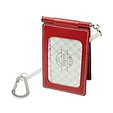 [HERBE] パスケース 4面収納 牛革 コイルストラップ 回転式 日本製 定期券入れ レッド