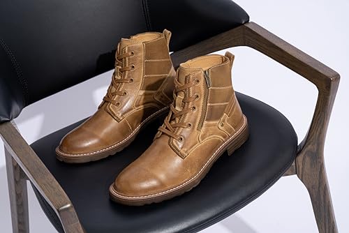 Image of Vostey Mens Boots Motorcycle Casual Boots for Men Zipper Fashion Chukka Boots Mens