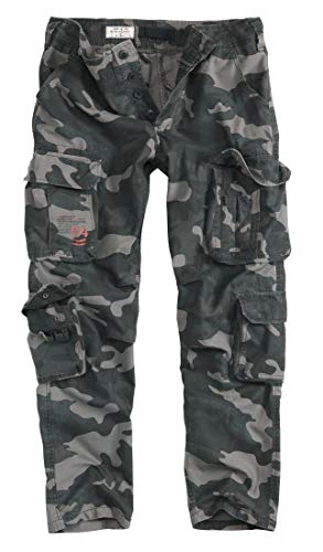 Surplus En El Aire Vintage Slimmy Pantalones - algodón, Negro Camuflaje, 100 % 100% algodón algodón, hombre, L