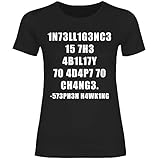wowshirt Damen T-Shirt Hawking Fähigkeitstest Ingenieur für Mathe-Lehrer Wissenschaftler IQ Genie Geek, Größe:S, Farbe:Black