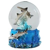Water Globe - Sharks from Deluxebase. Decorative Snow Globe Ornament with Shark Figurines, Glass Glitter Dome with Resin Base, Novelty Home Decor Display Piece.